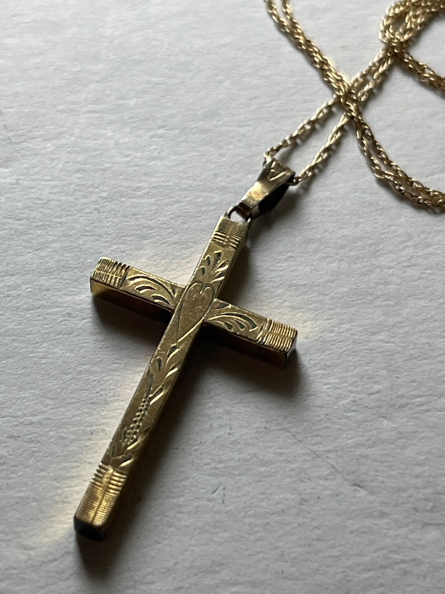 Gold Plated Cross and 10K Gold Chain