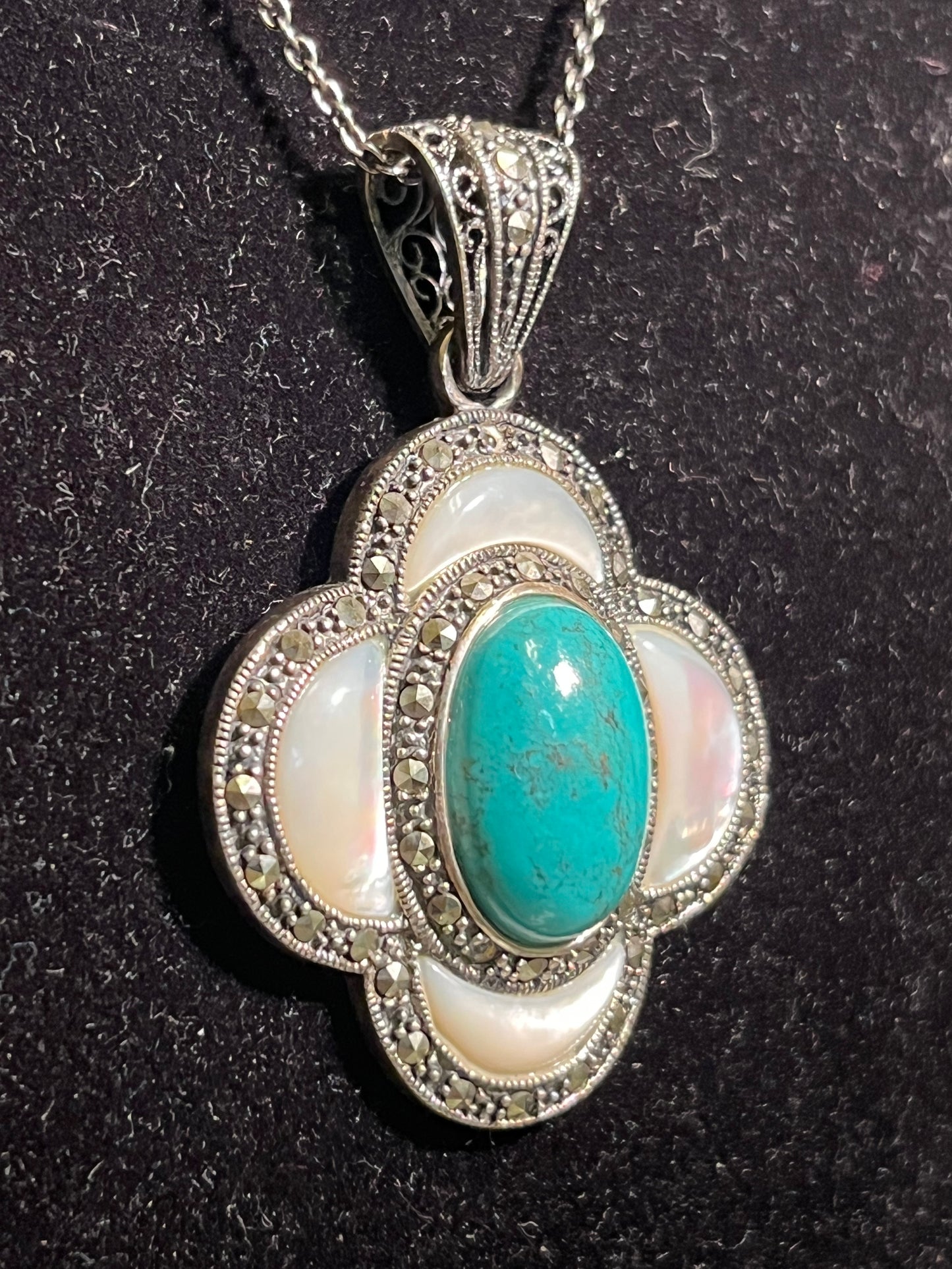 Sterling Silver GSJ Turquoise Pendant & Chain