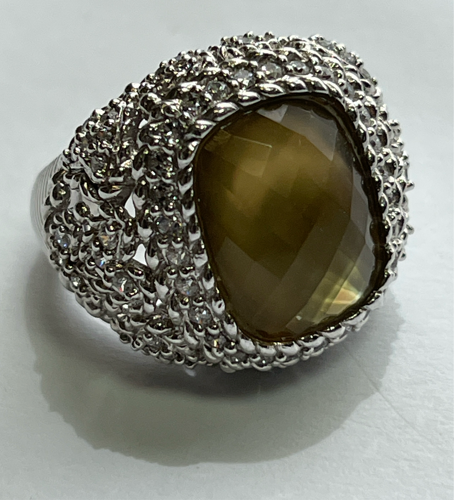 Judith Ripka Sterling Silver Lemon Quartz Cocktail Ring