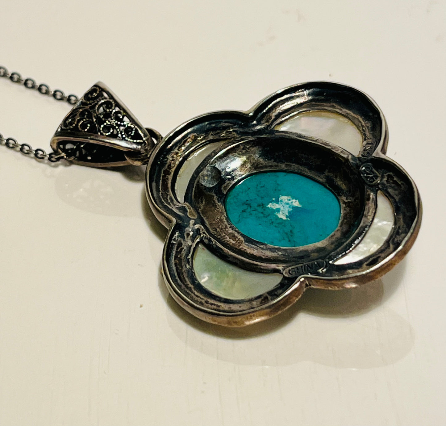 Sterling Silver GSJ Turquoise Pendant & Chain