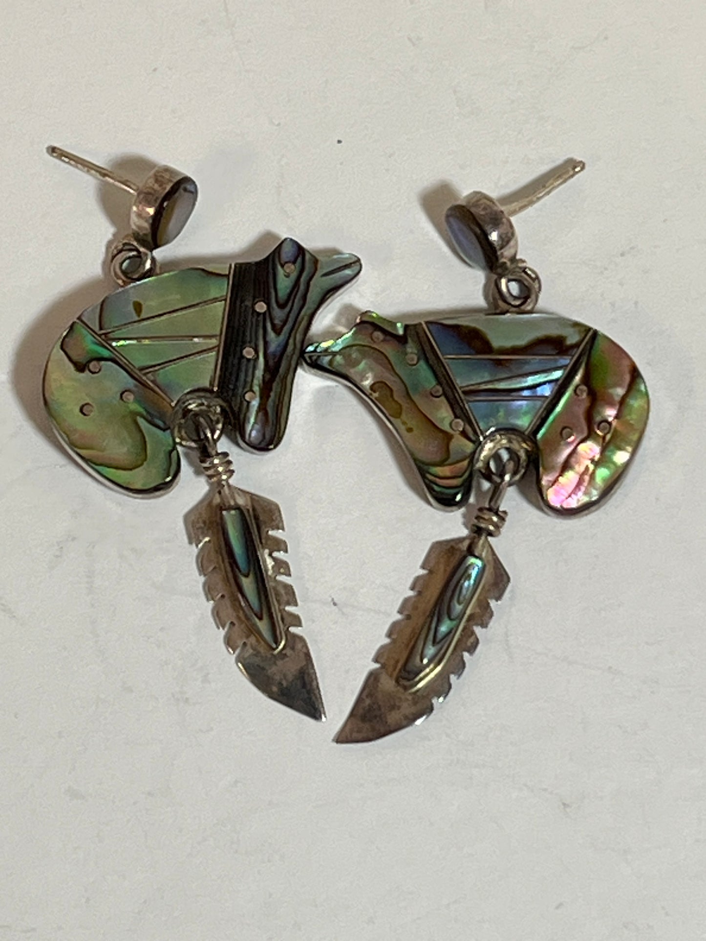 Sterling Silver Abalone Bear Earrings