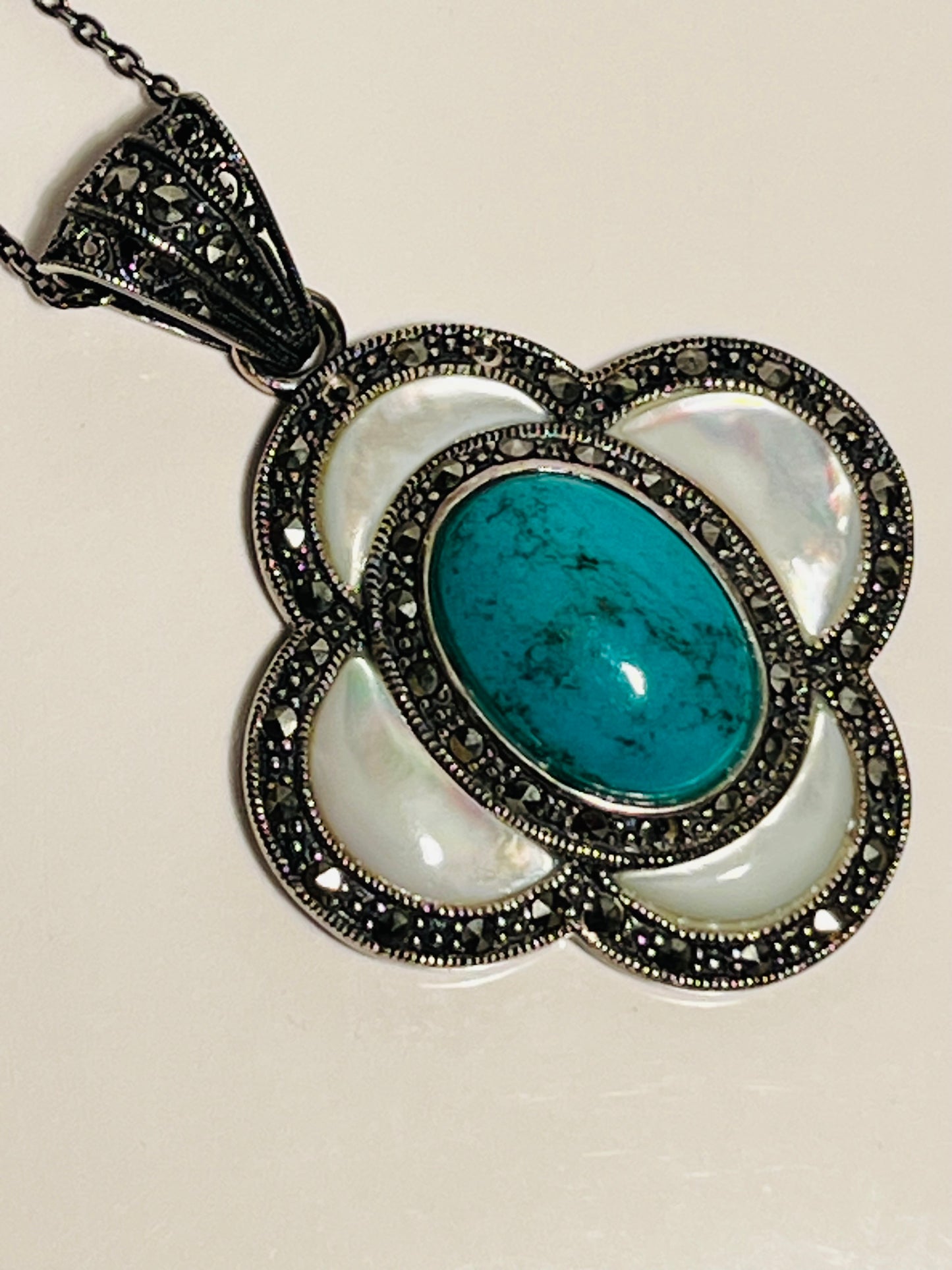 Sterling Silver GSJ Turquoise Pendant & Chain