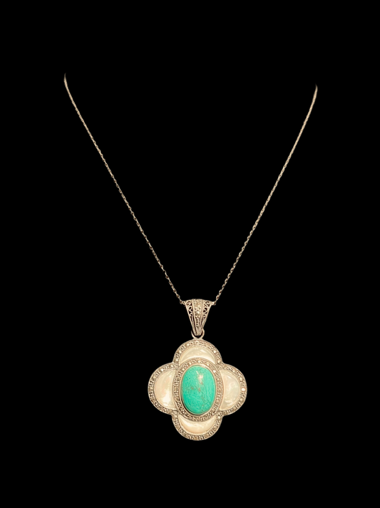 Sterling Silver GSJ Turquoise Pendant & Chain