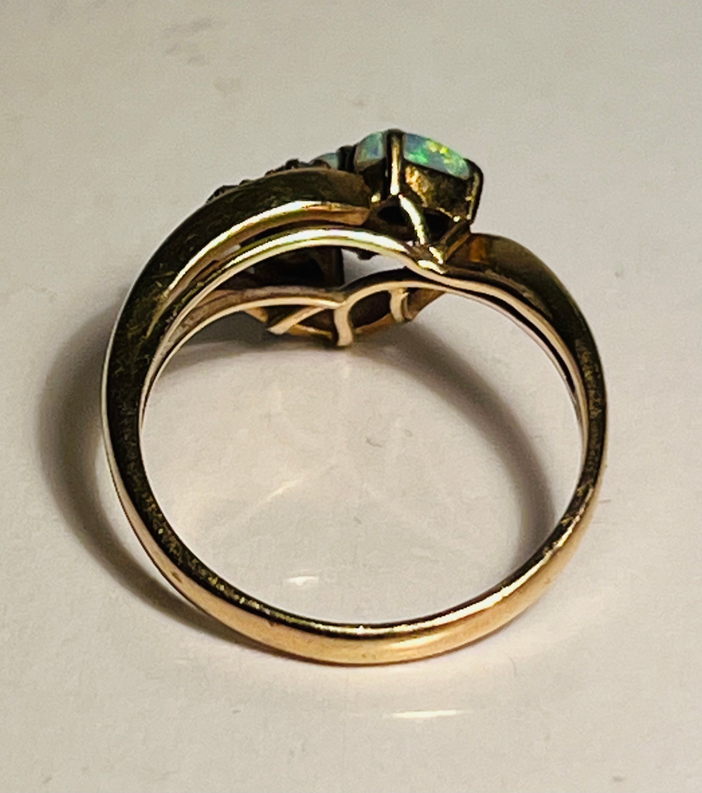 14K Gold, Opal, & Diamond Ring