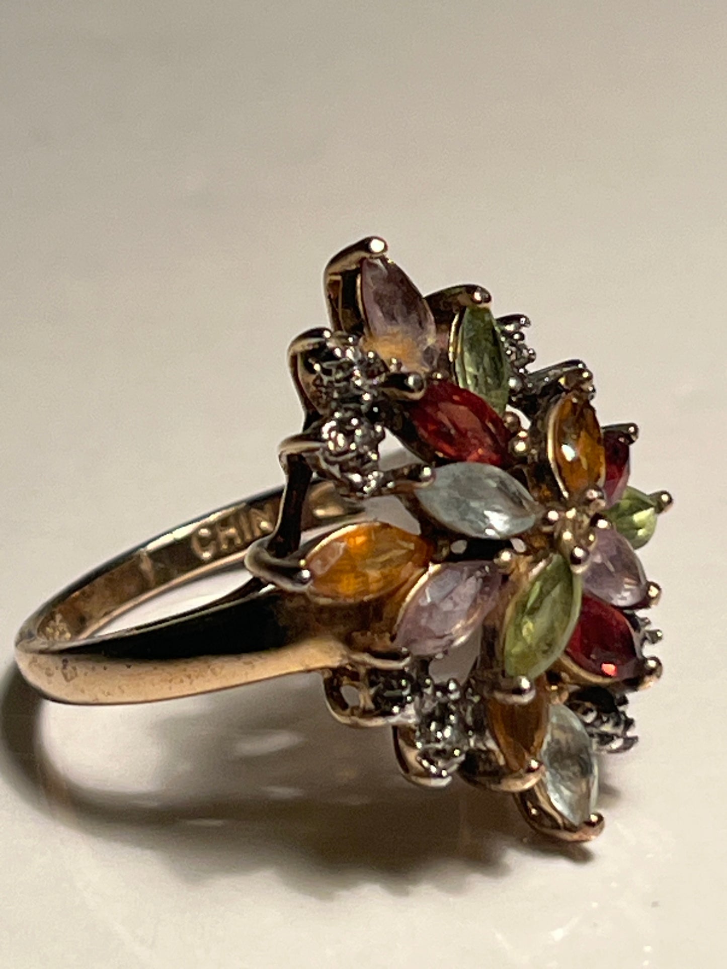 Sterling Silver Multi Gemstone Ring Size 7