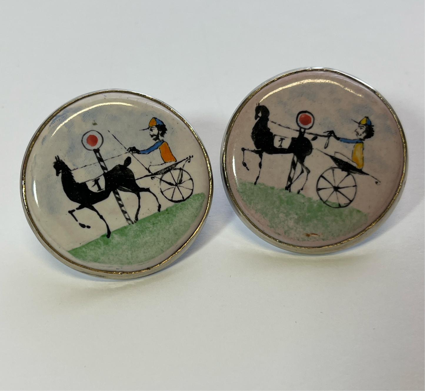 Italian Hand Painted Sulky Cufflinks