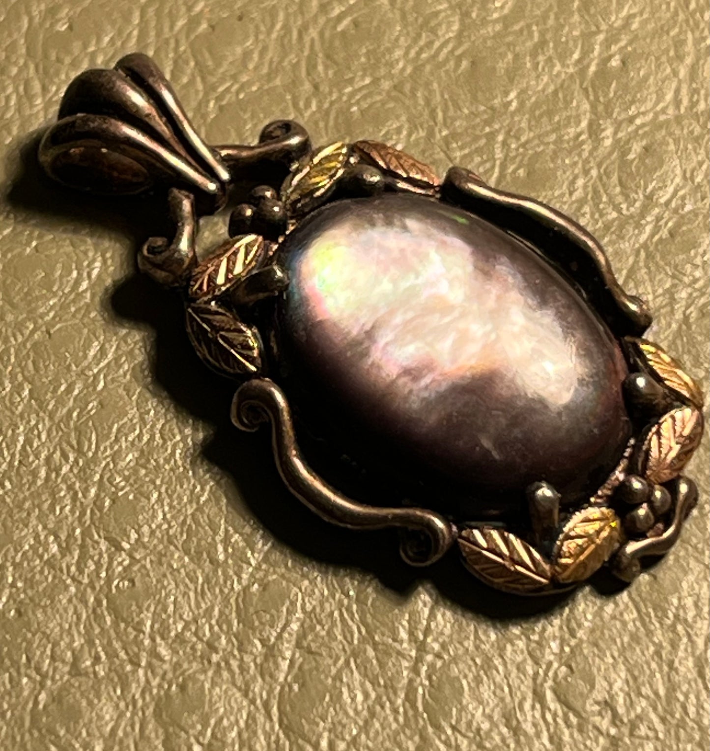 Vintage C.Co Sterling Silver 12K Gold & Moonstone Pendant