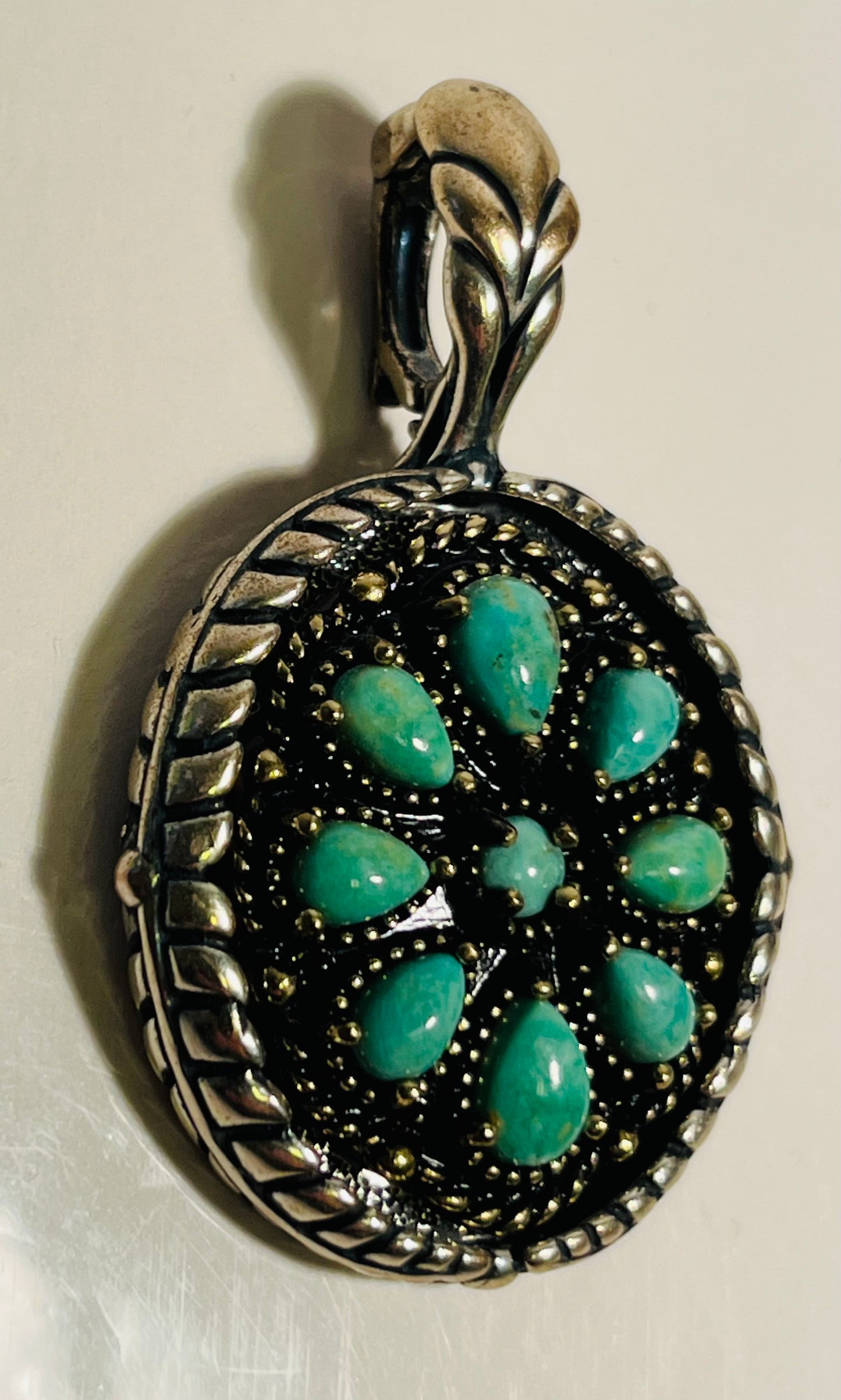 Carolyn Pollack Sterling Silver, Turquoise & Brass Pendant