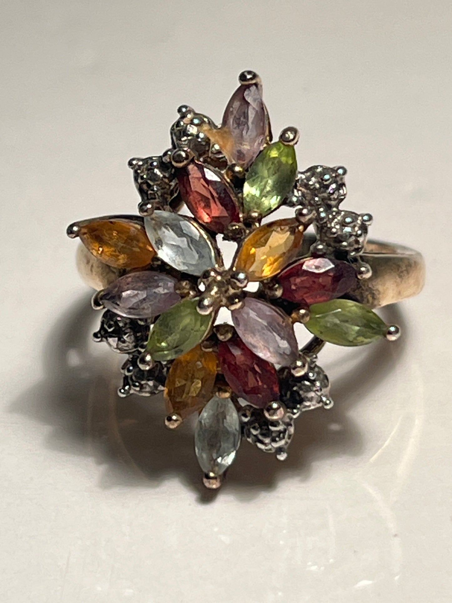 Sterling Silver Multi Gemstone Ring Size 7