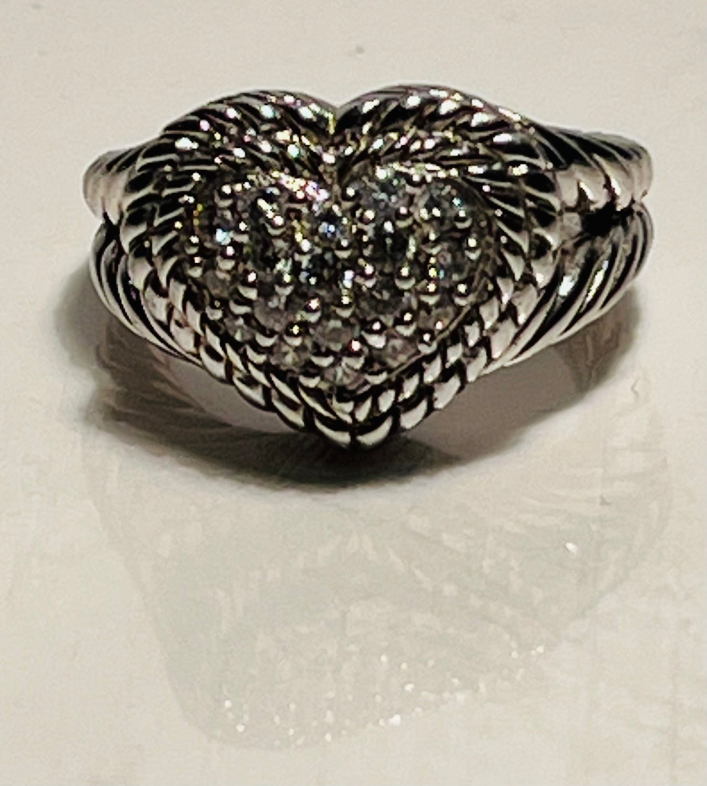 Judith Ripka Sterling Silver Heart Ring Size 7