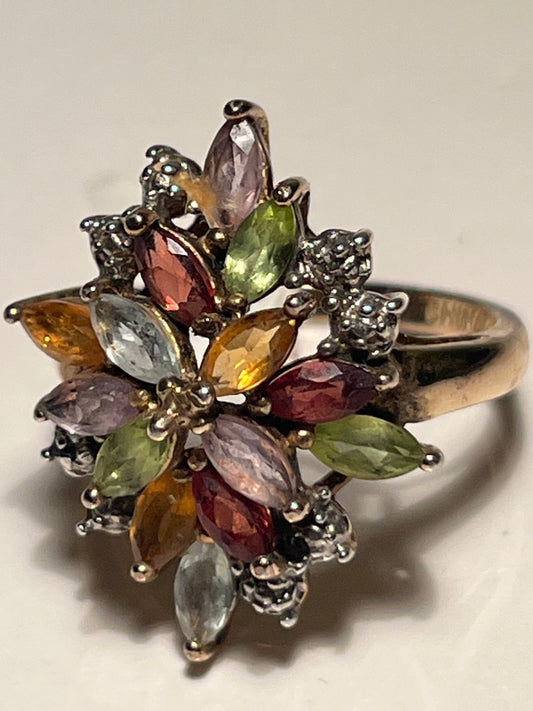 Sterling Silver Multi Gemstone Ring Size 7