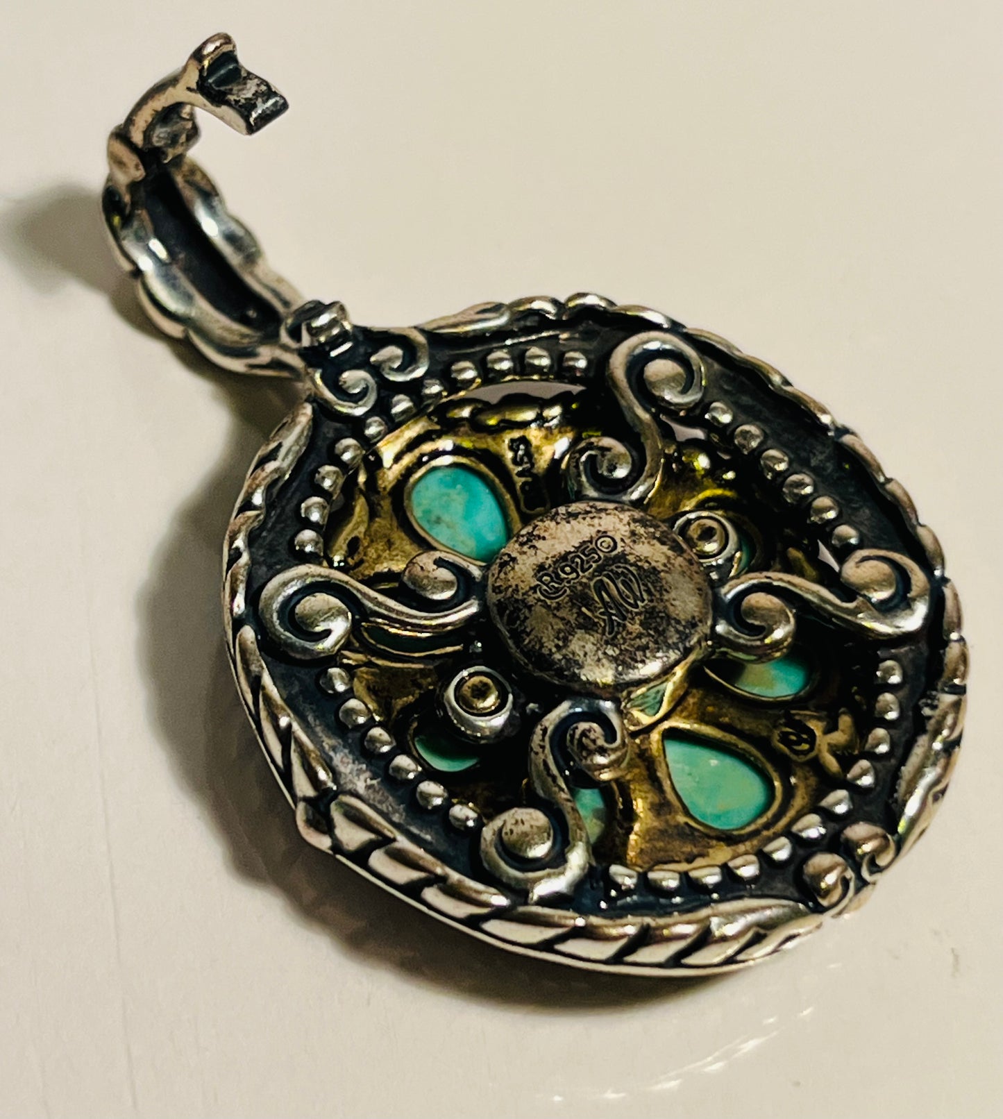 Carolyn Pollack Sterling Silver, Turquoise & Brass Pendant