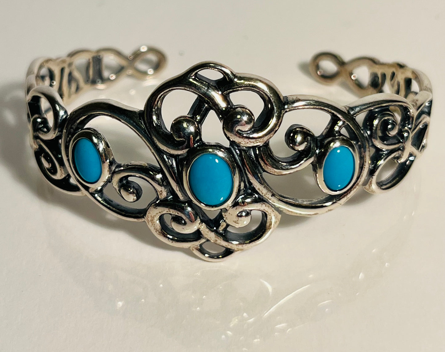 Sterling Silver Carolyn Pollack  & Turquoise Cuff Bracelet