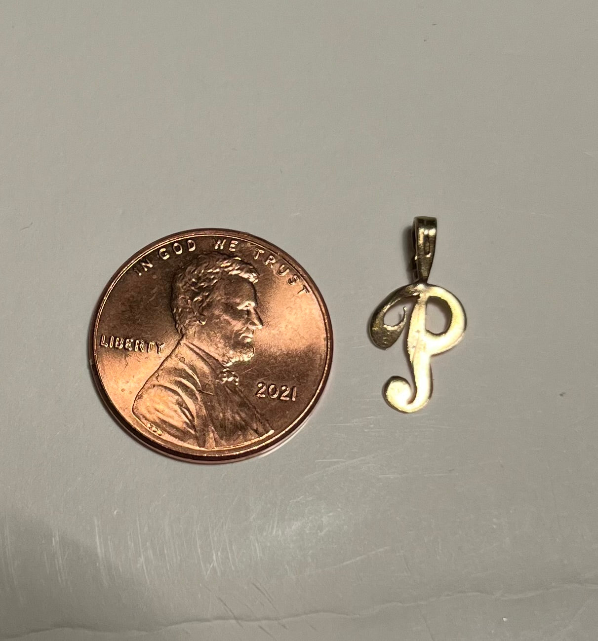 14K Gold Letter P Pendant