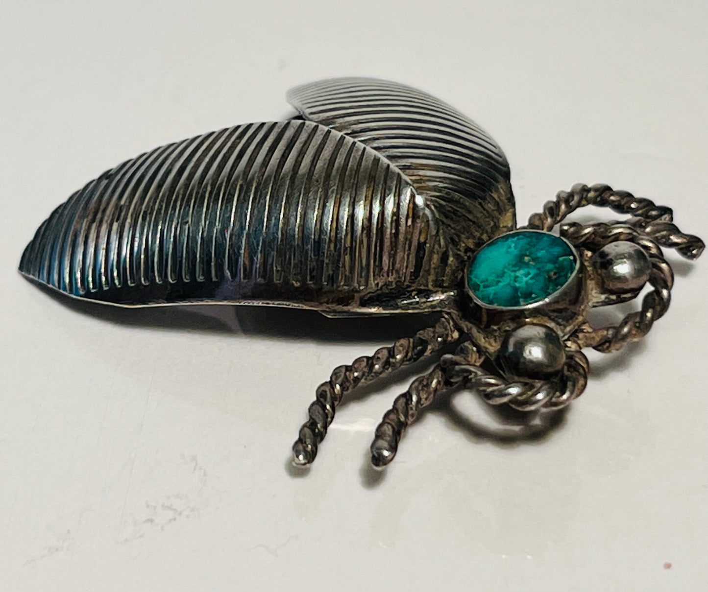 Vintage Navajo Sterling Silver Old Pawn Brooch with Turquoise