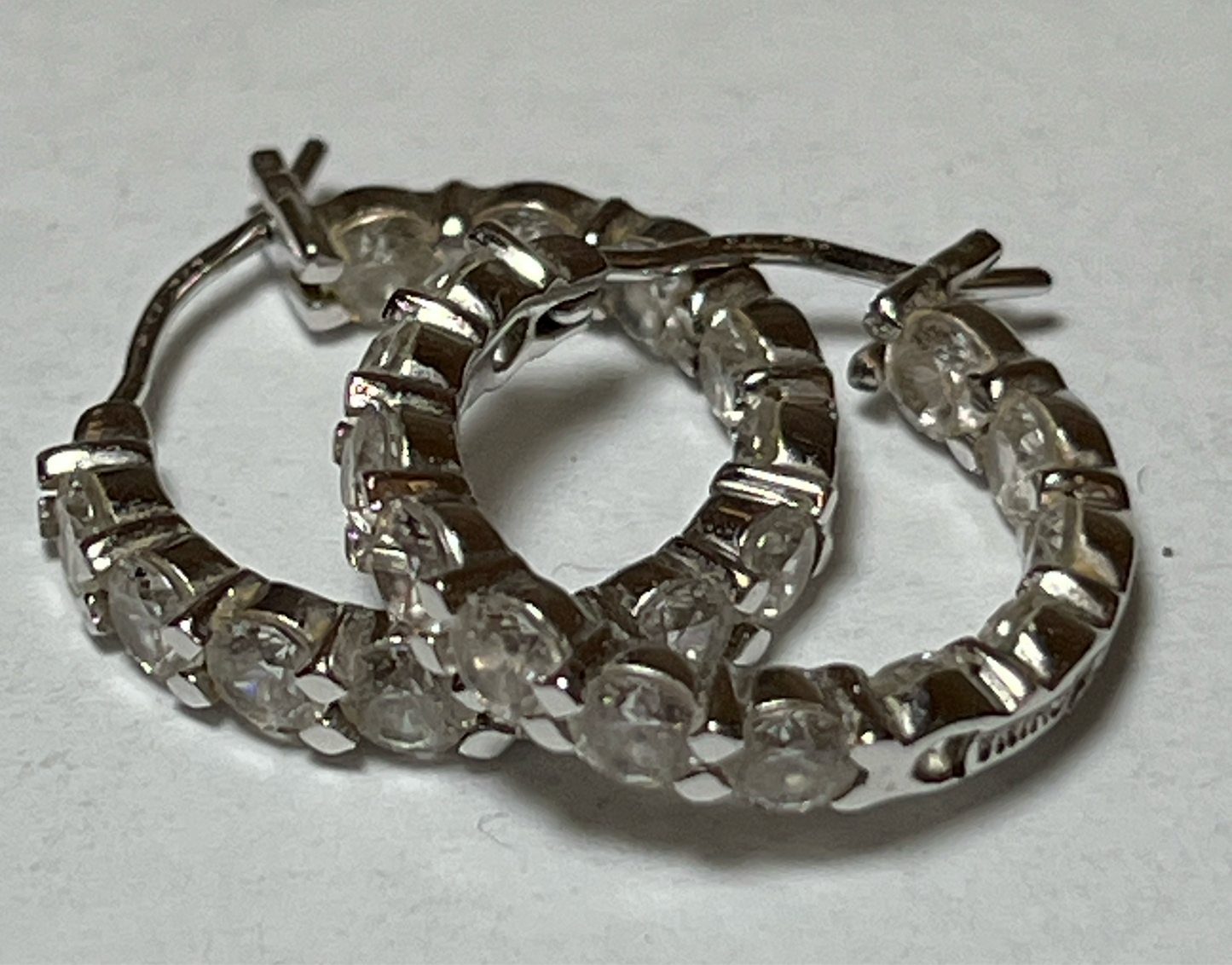 Sterling Silver Rhinestone Hoop Earrings