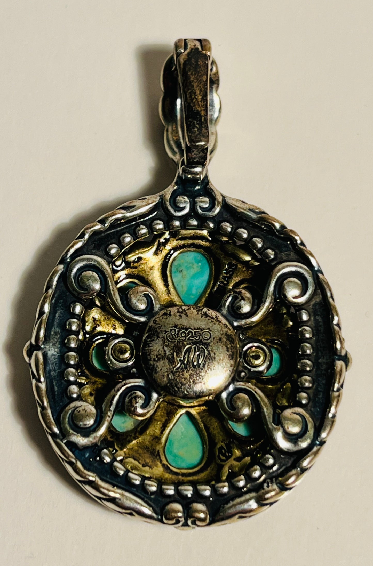 Carolyn Pollack Sterling Silver, Turquoise & Brass Pendant