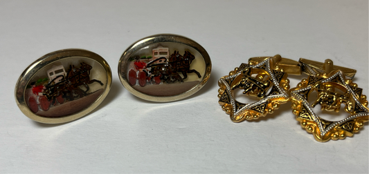 Two Pairs Vintage Harness Racing Cufflinks