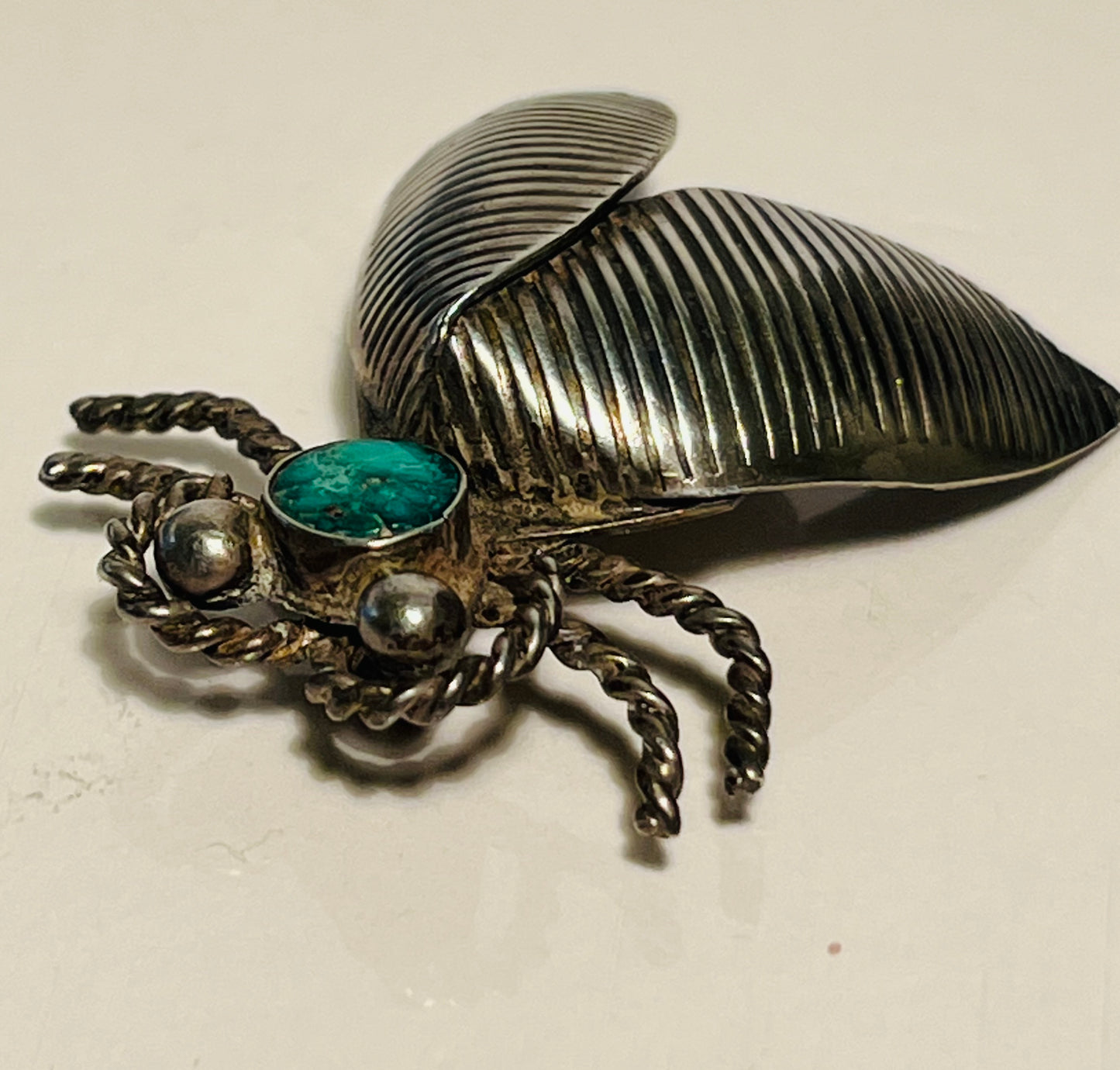 Vintage Navajo Sterling Silver Old Pawn Brooch with Turquoise