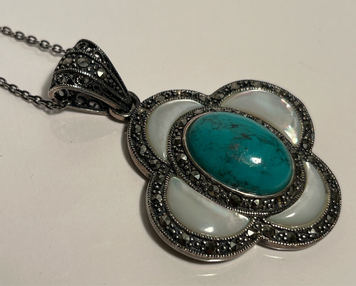 Sterling Silver GSJ Turquoise Pendant & Chain