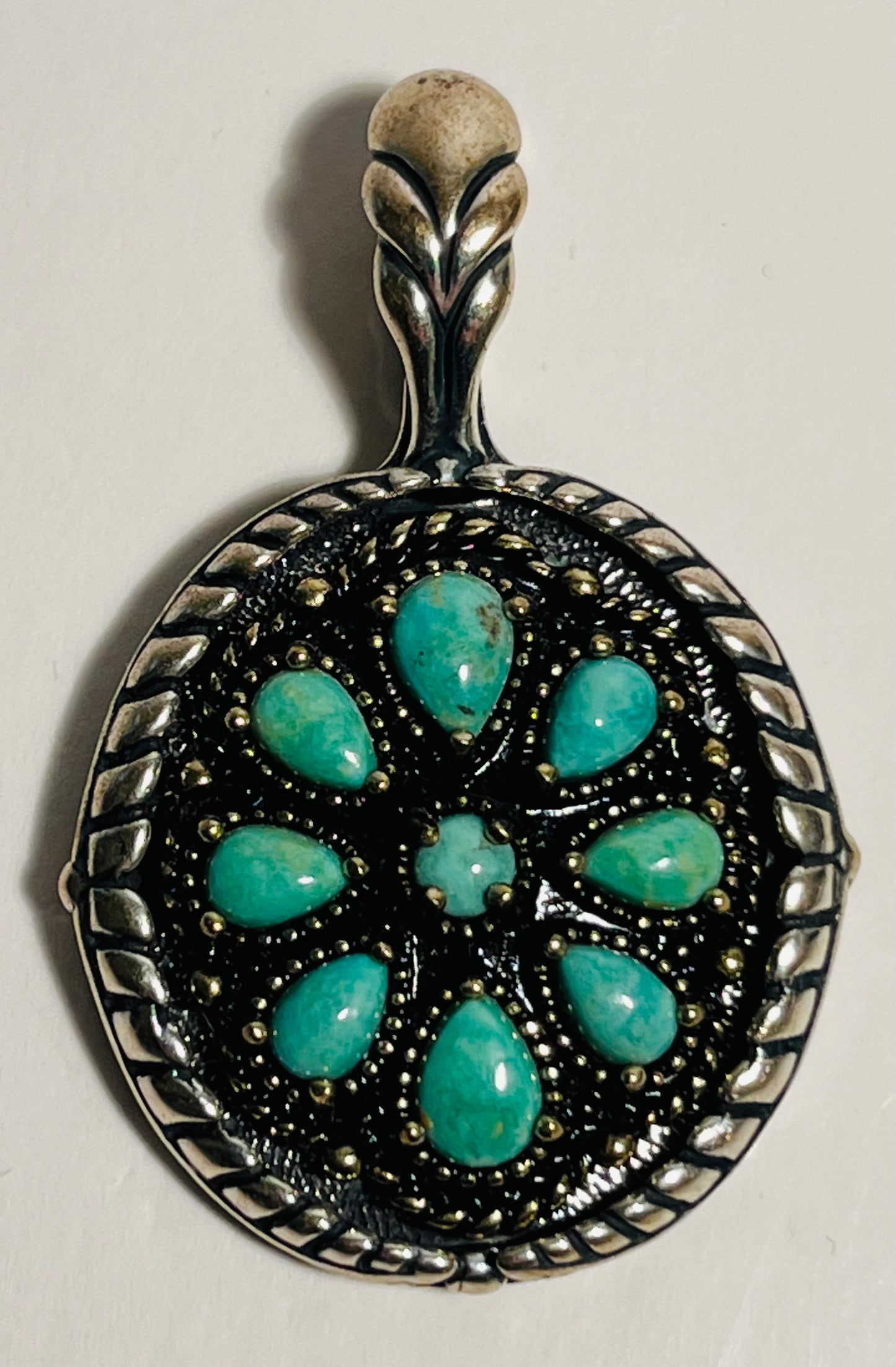 Carolyn Pollack Sterling Silver, Turquoise & Brass Pendant