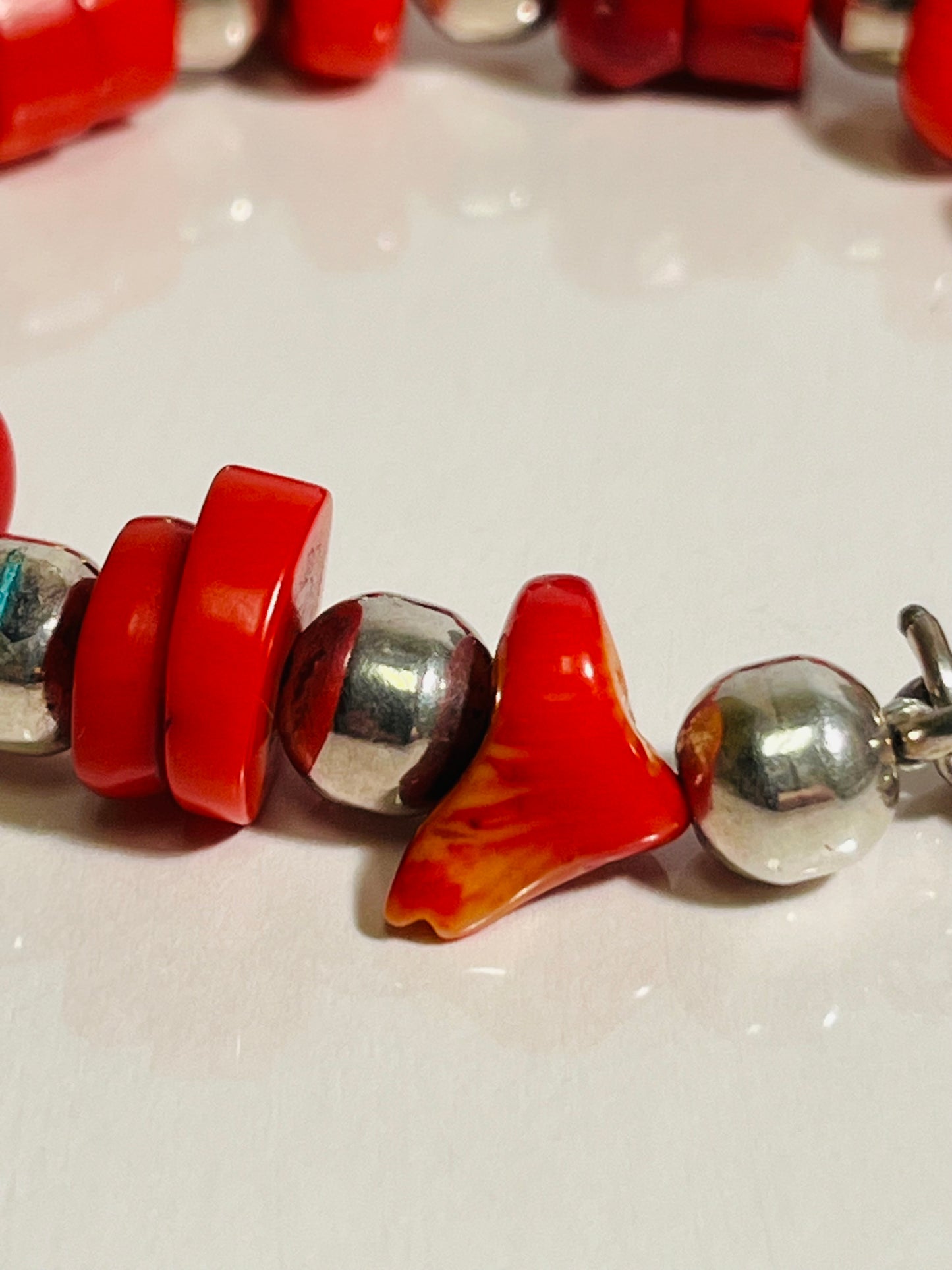 Sterling Silver and Coral Bracelet