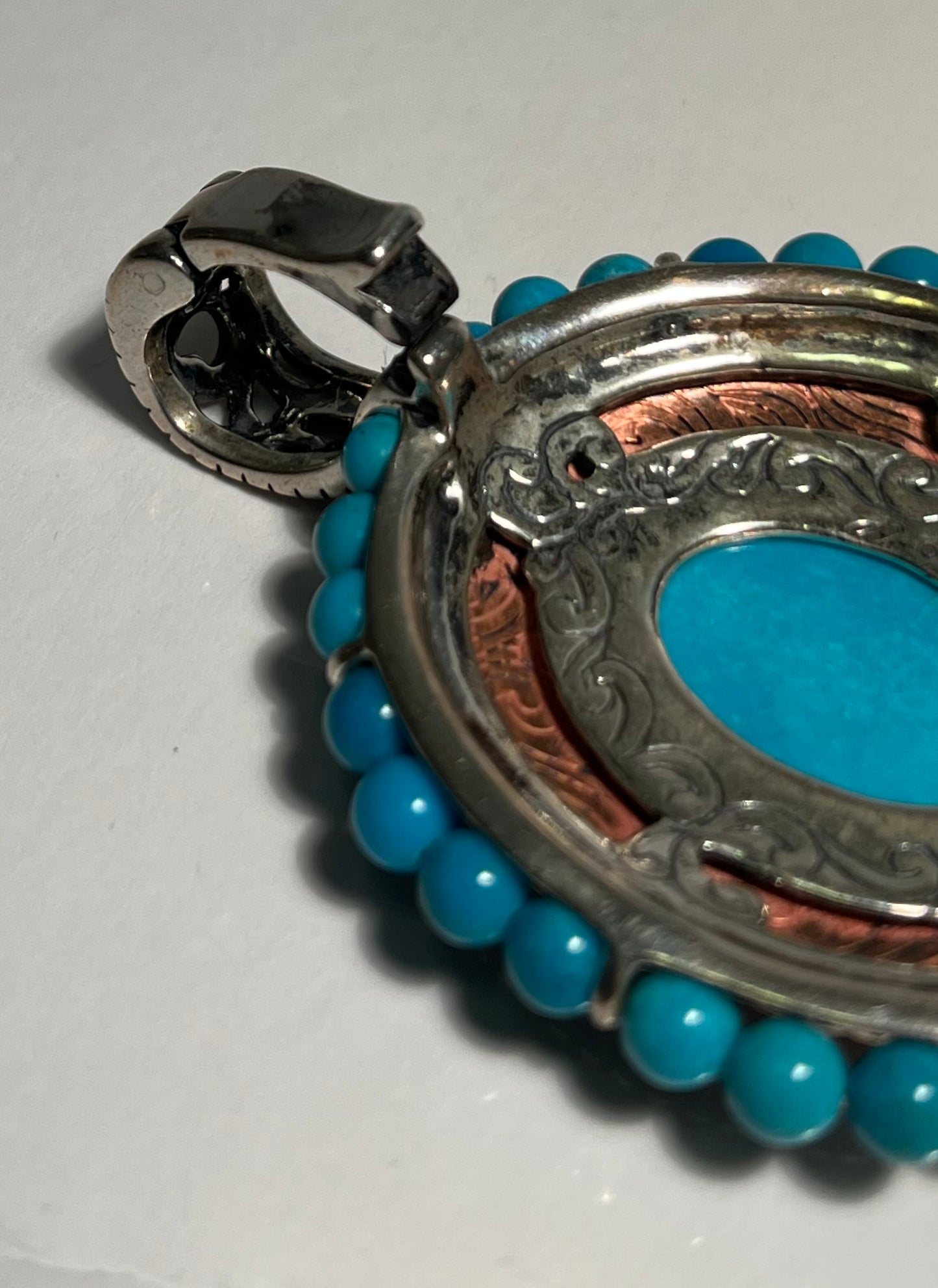 Sterling Silver, Copper & Turquoise Pendant Carolyn Pollack American West