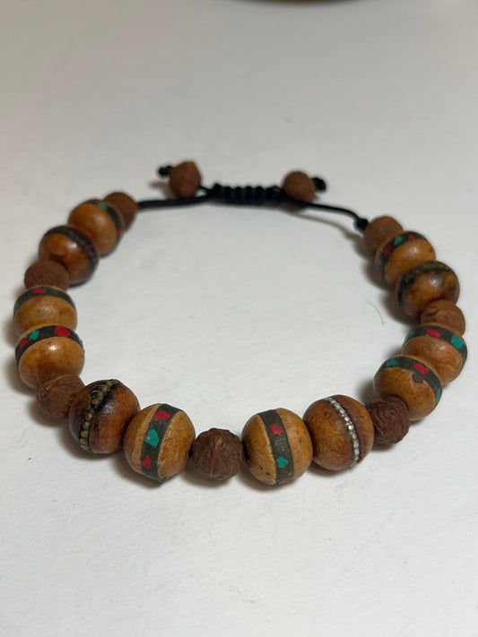 Handpainted Wood Bead Bracelet