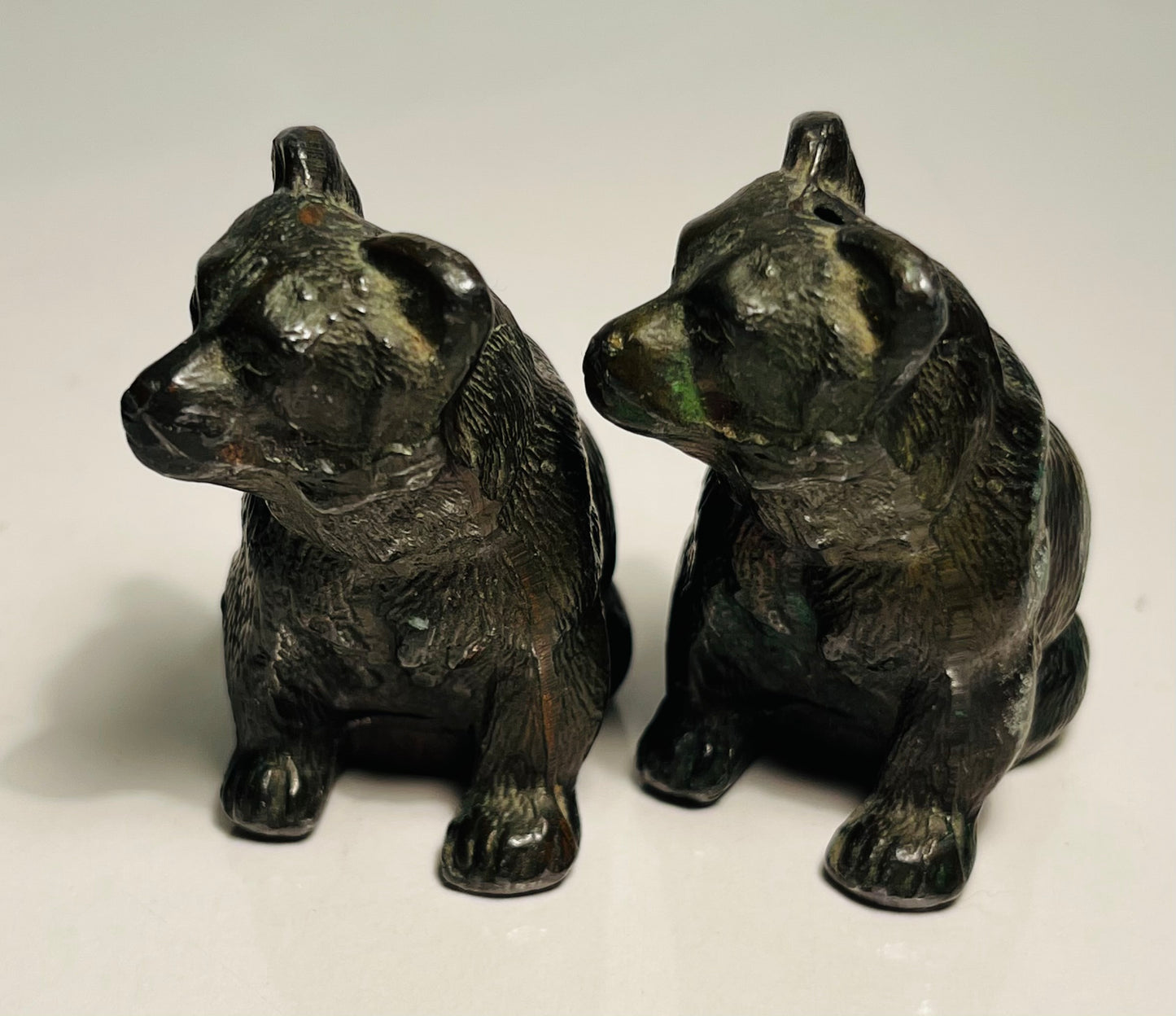 Pair of Metal Bear Cub Salt & Pepper Shakers