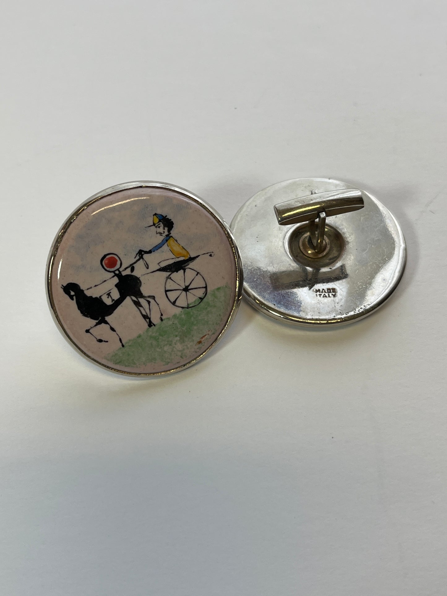 Italian Hand Painted Sulky Cufflinks