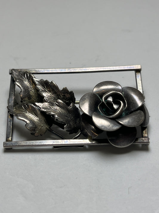 Vintage Sterling Silver Floral Brooch