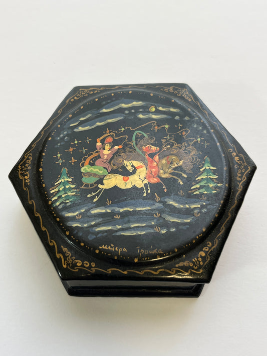 Russian Signed Folk Art Lacquer Box