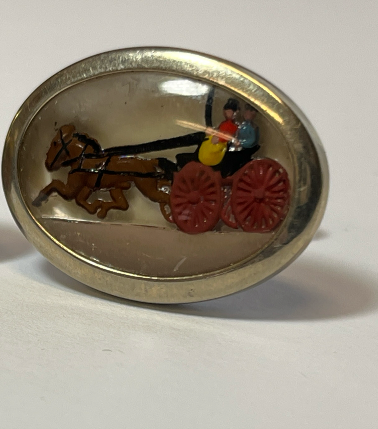 Vintage Reverse Painted Harness Racing Cufflinks