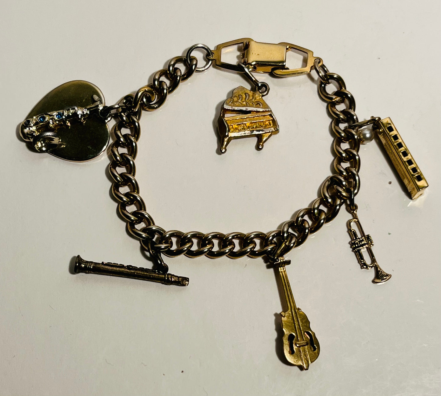 Vintage Charm Bracelet with Musical Instruments