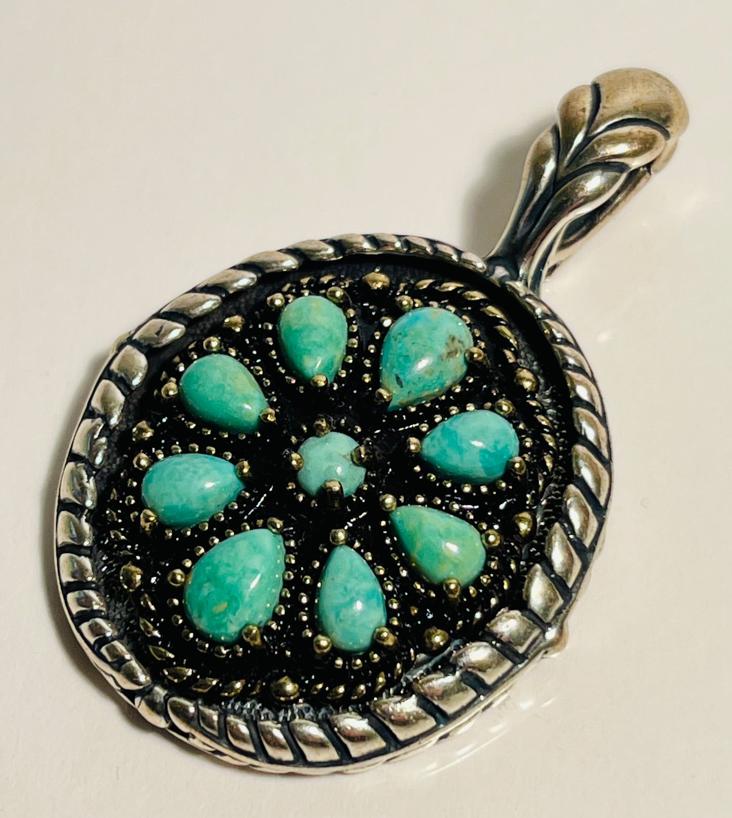 Carolyn Pollack Sterling Silver, Turquoise & Brass Pendant