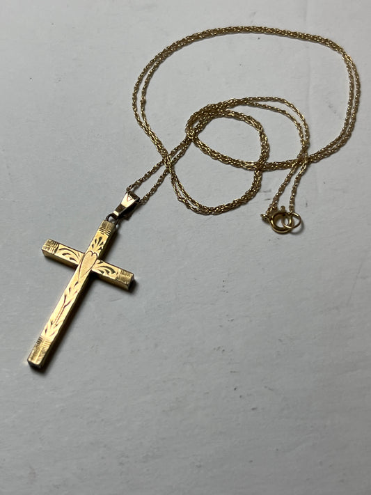 Gold Plated Cross and 10K Gold Chain