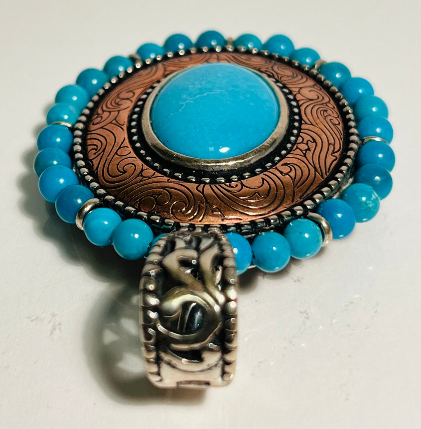 Sterling Silver, Copper & Turquoise Pendant Carolyn Pollack American West