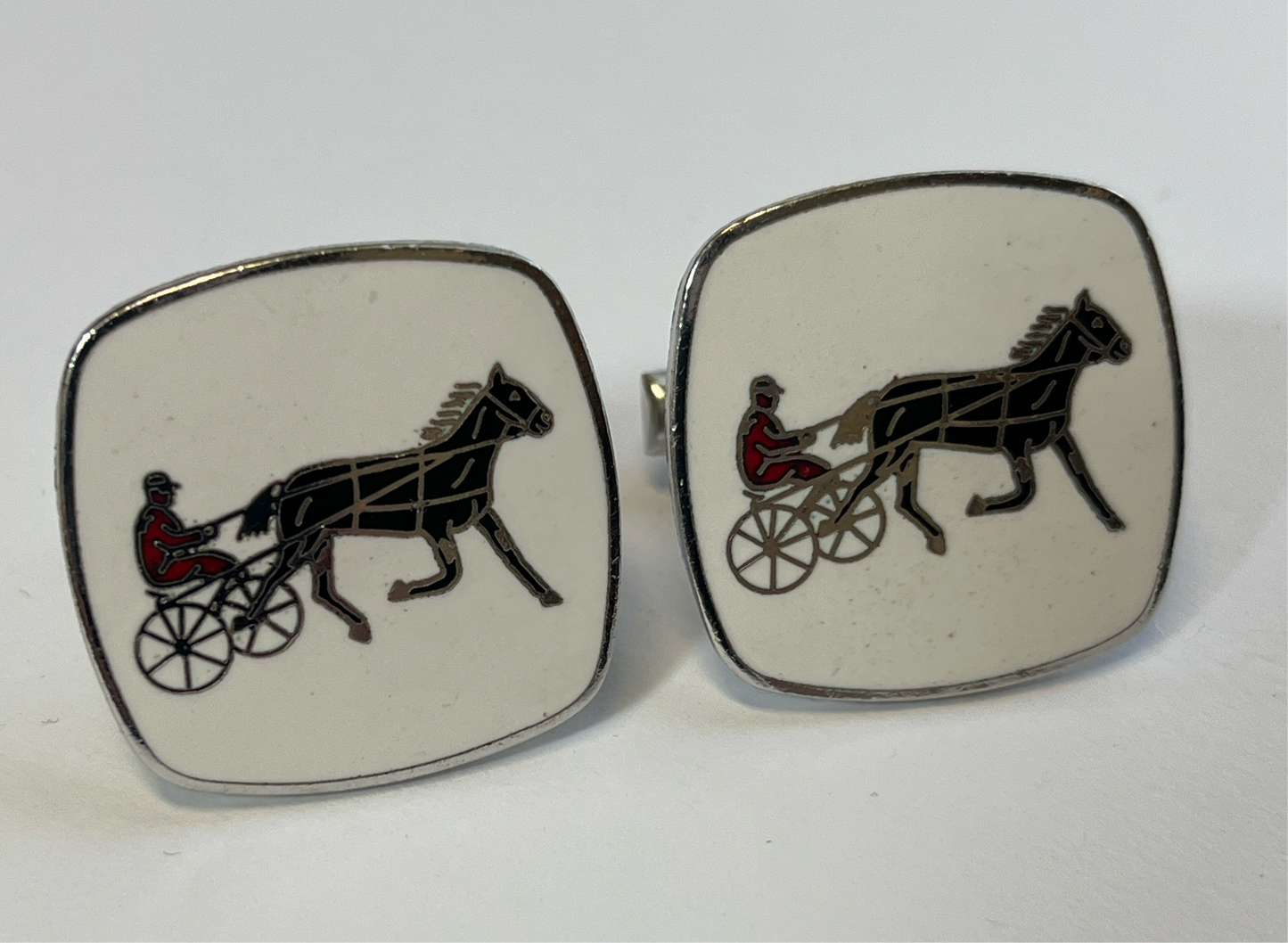 Vintage Enamel Harness Racing Cufflinks