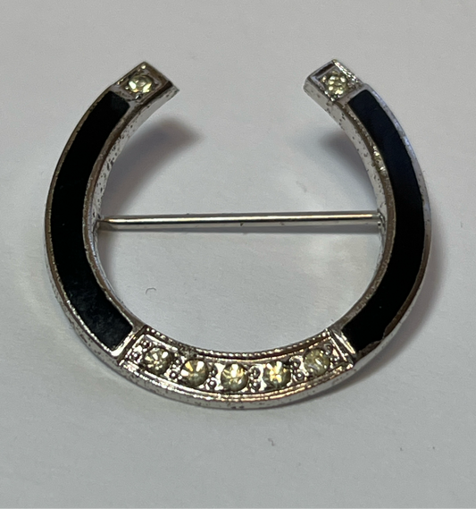 Sterling Silver Enameled Horseshoe Pin