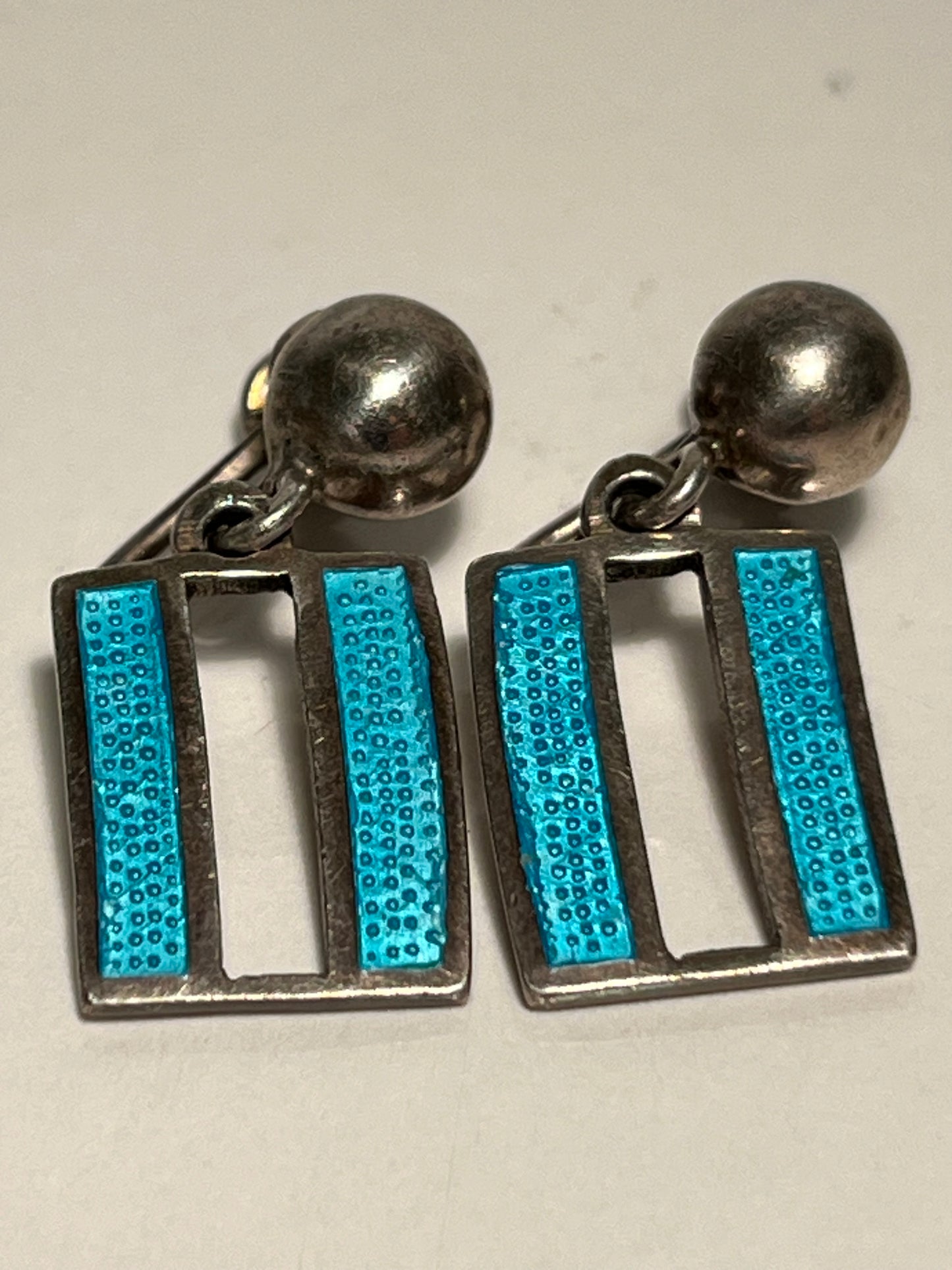 Vintage Sterling Silver Enameled Earrings