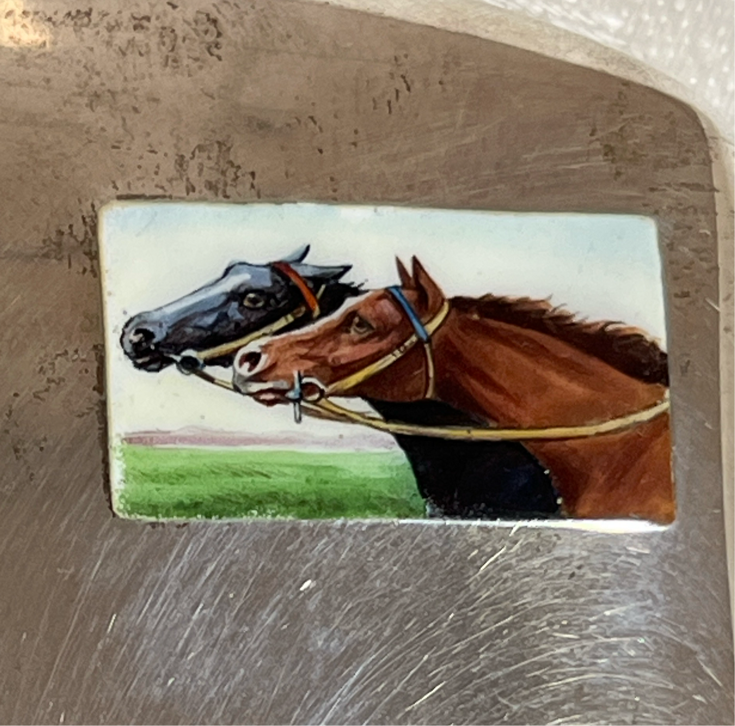 Sterling Silver Case with Enamel Horse Accent