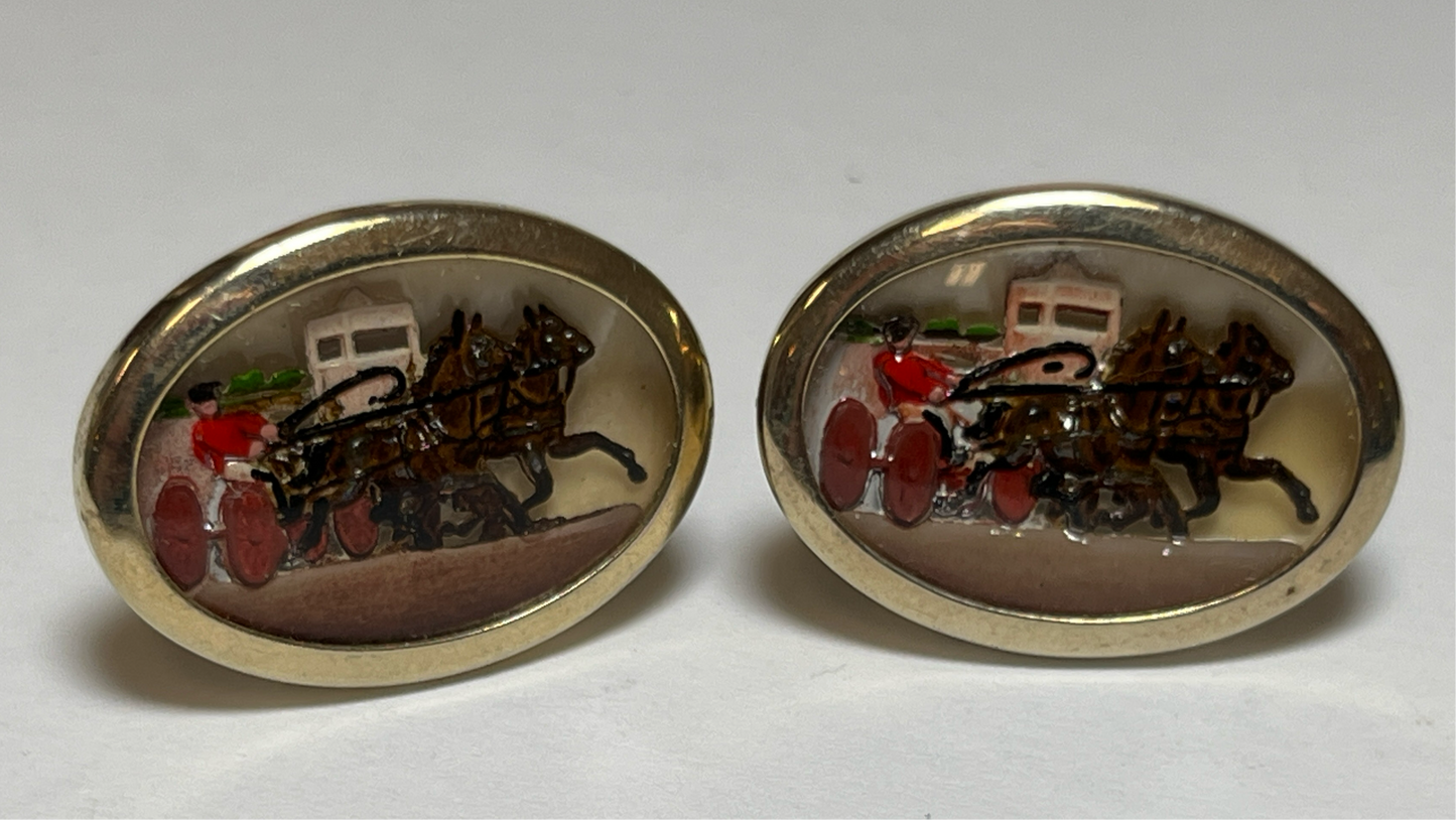 Two Pairs Vintage Harness Racing Cufflinks