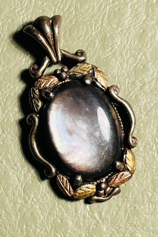 Vintage C.Co Sterling Silver 12K Gold & Moonstone Pendant