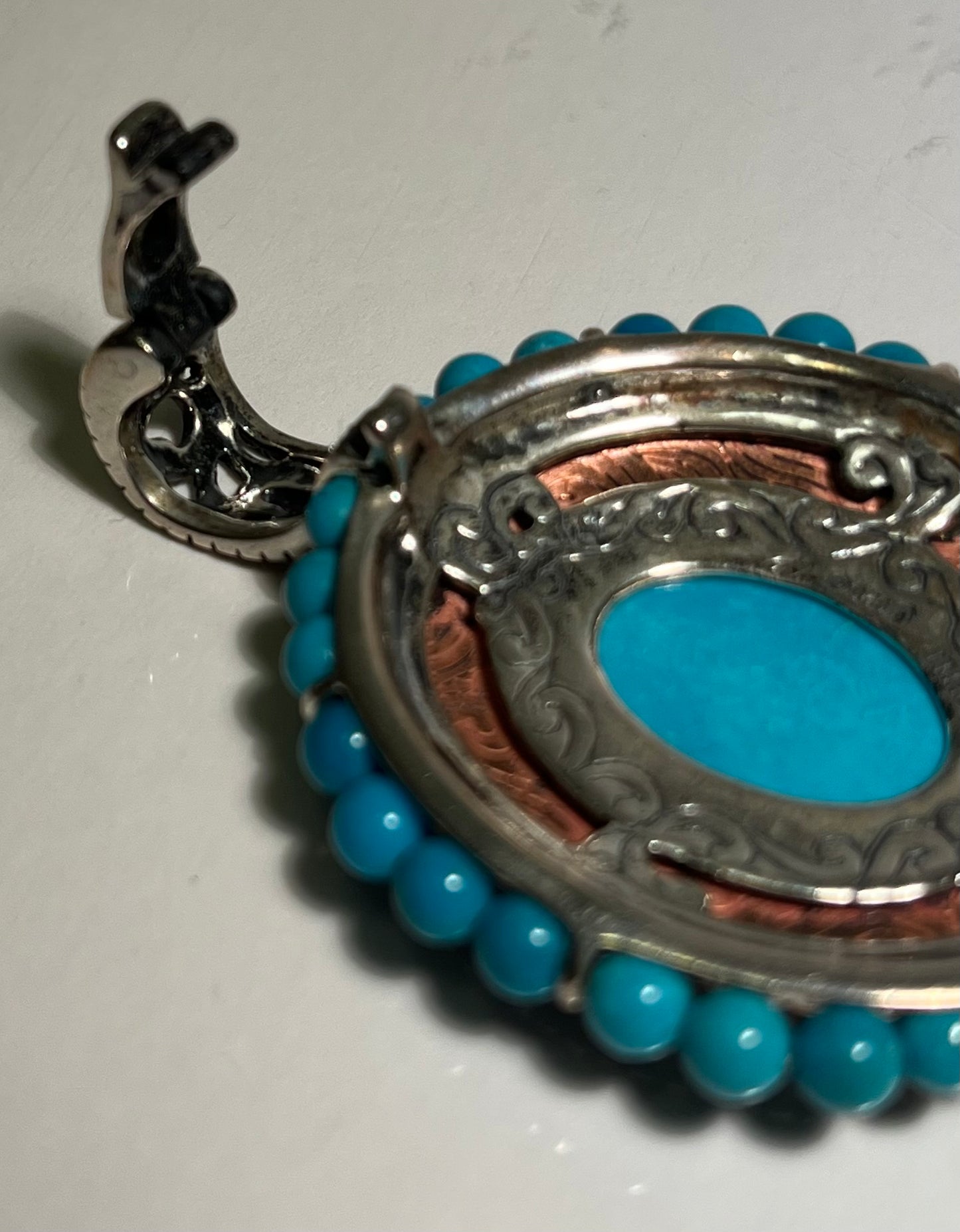 Sterling Silver, Copper & Turquoise Pendant Carolyn Pollack American West