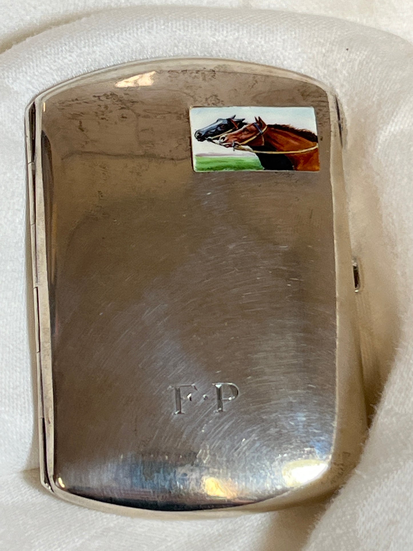 Sterling Silver Case with Enamel Horse Accent