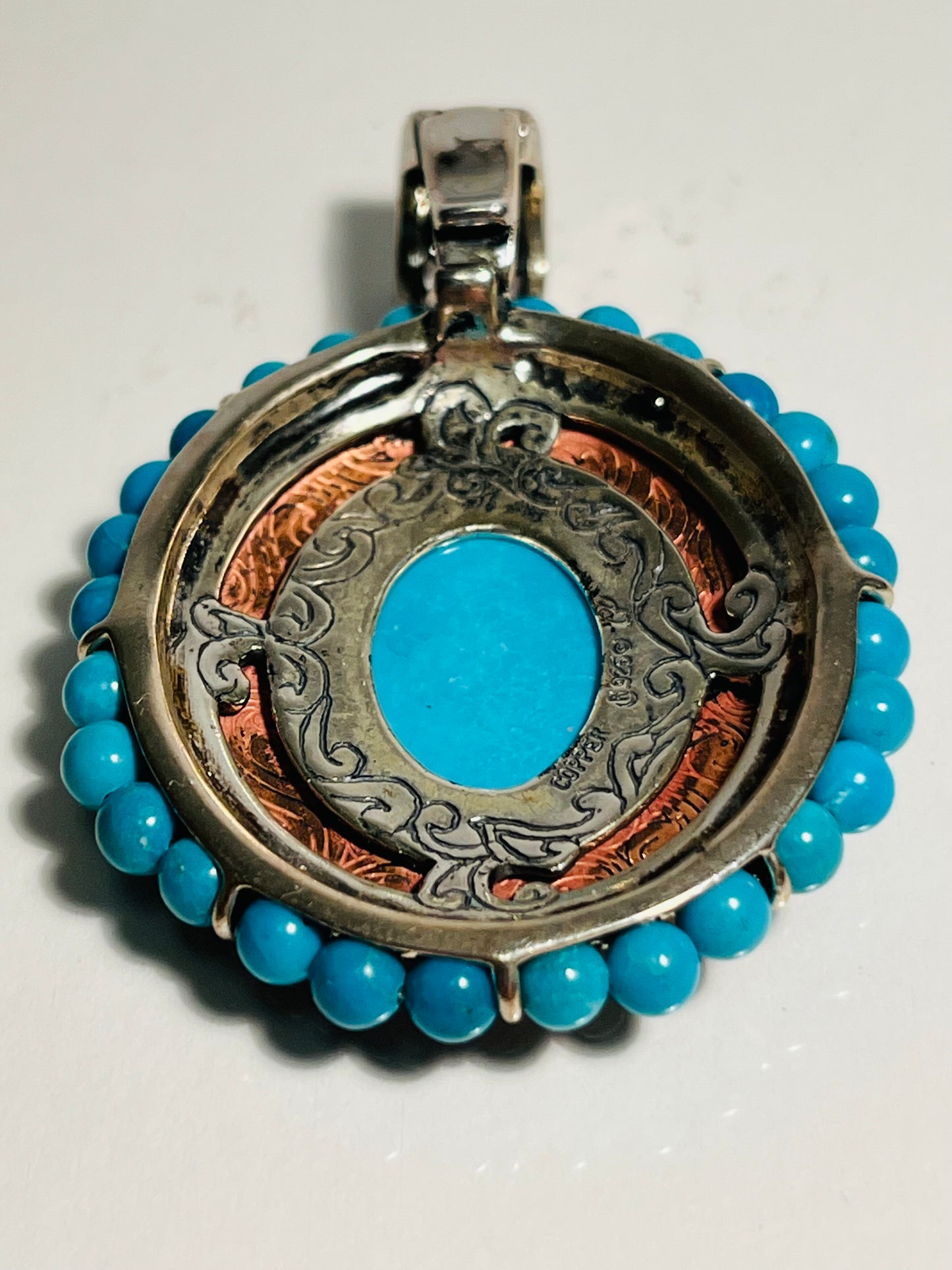 Sterling Silver, Copper & Turquoise Pendant Carolyn Pollack American West