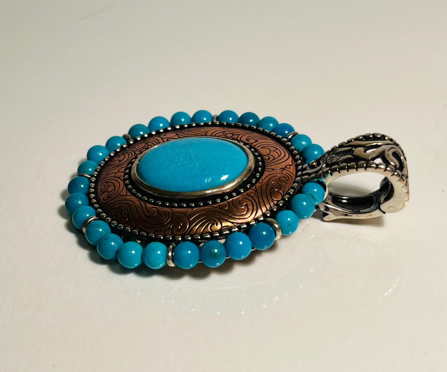 Sterling Silver, Copper & Turquoise Pendant Carolyn Pollack American West