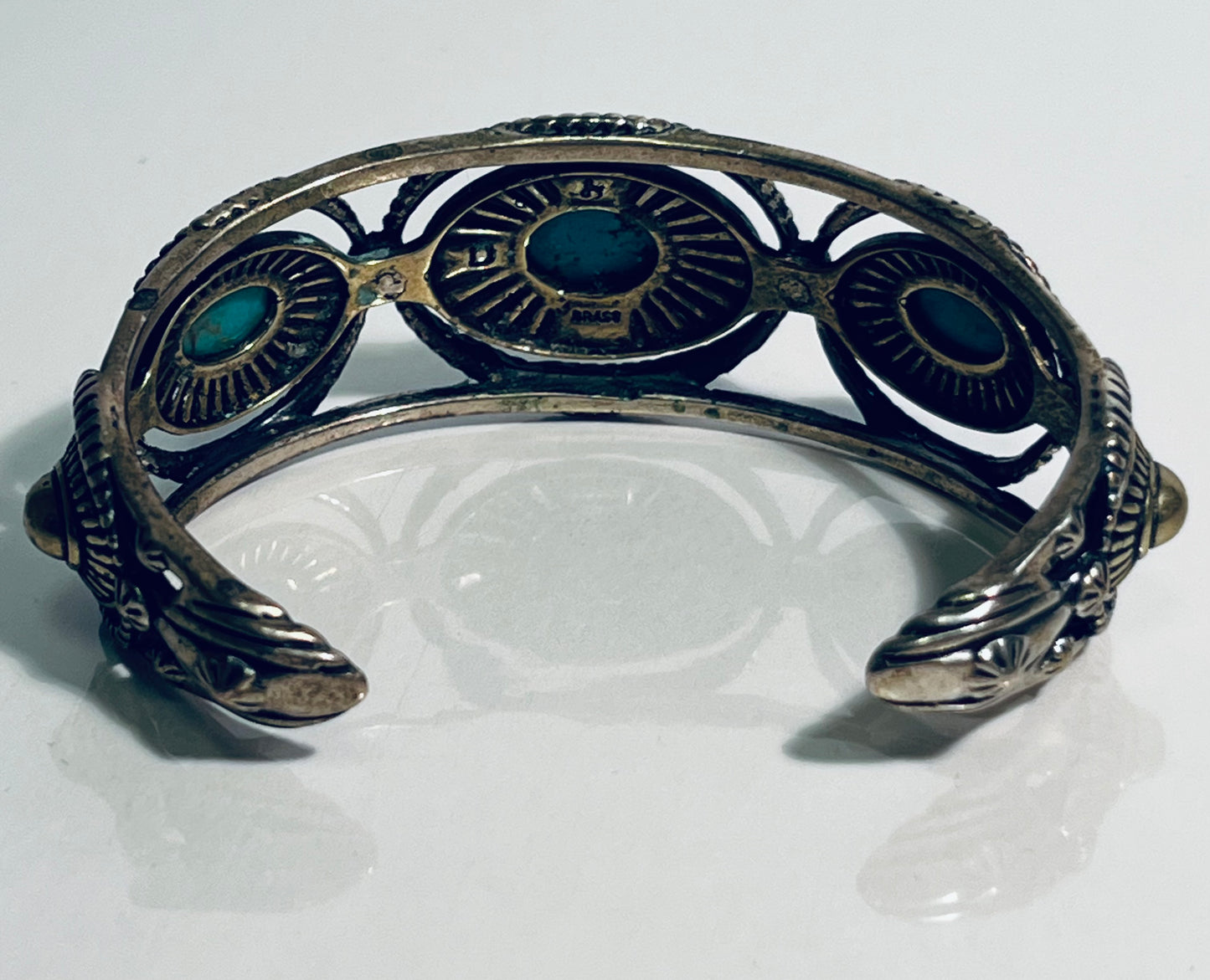 Vintage Carolyn Pollack Mixed Metal and Turquoise Cuff Bracelet