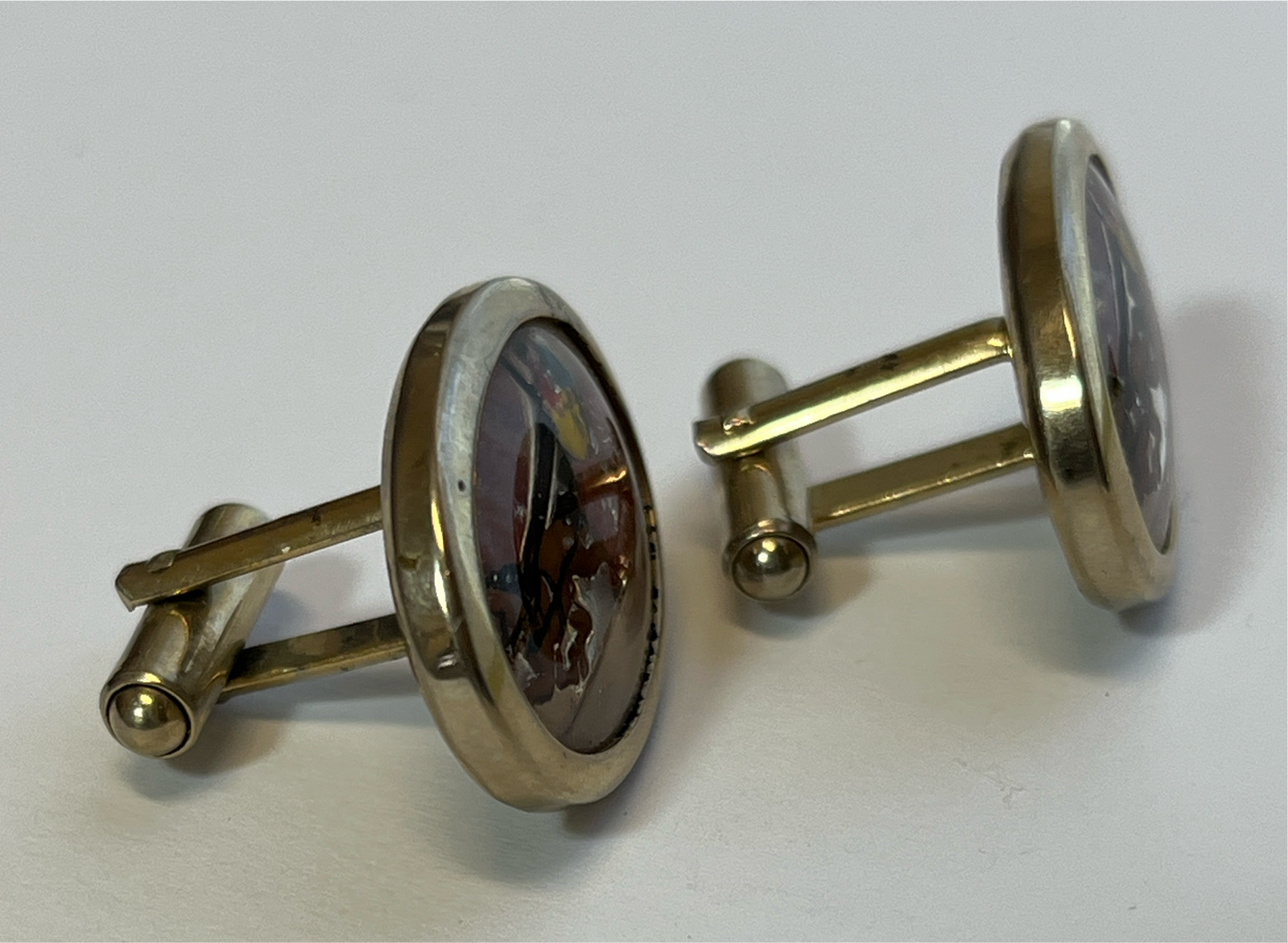 Vintage Reverse Painted Harness Racing Cufflinks