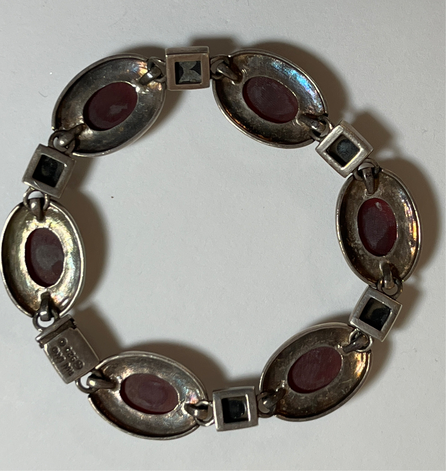 Sterling Silver Carnelian & Black Onyx Bracelet